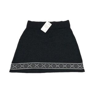 Alpaca Imports Made In Peru Wool Grey Skirt Geometric Trim